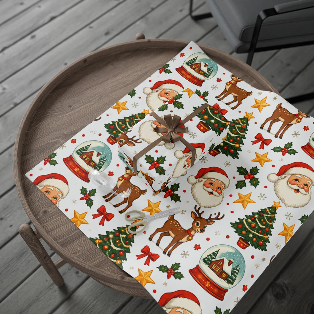 Christmas Santa, Reindeer & Christmas Tree Wrapping Paper