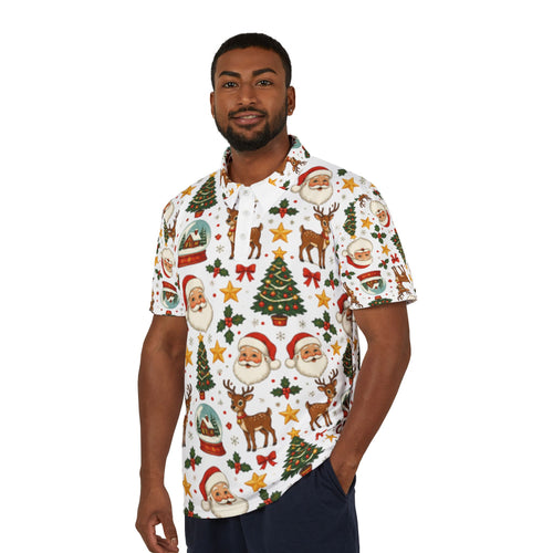 Christmas Santa & Reindeer Polo Shirt