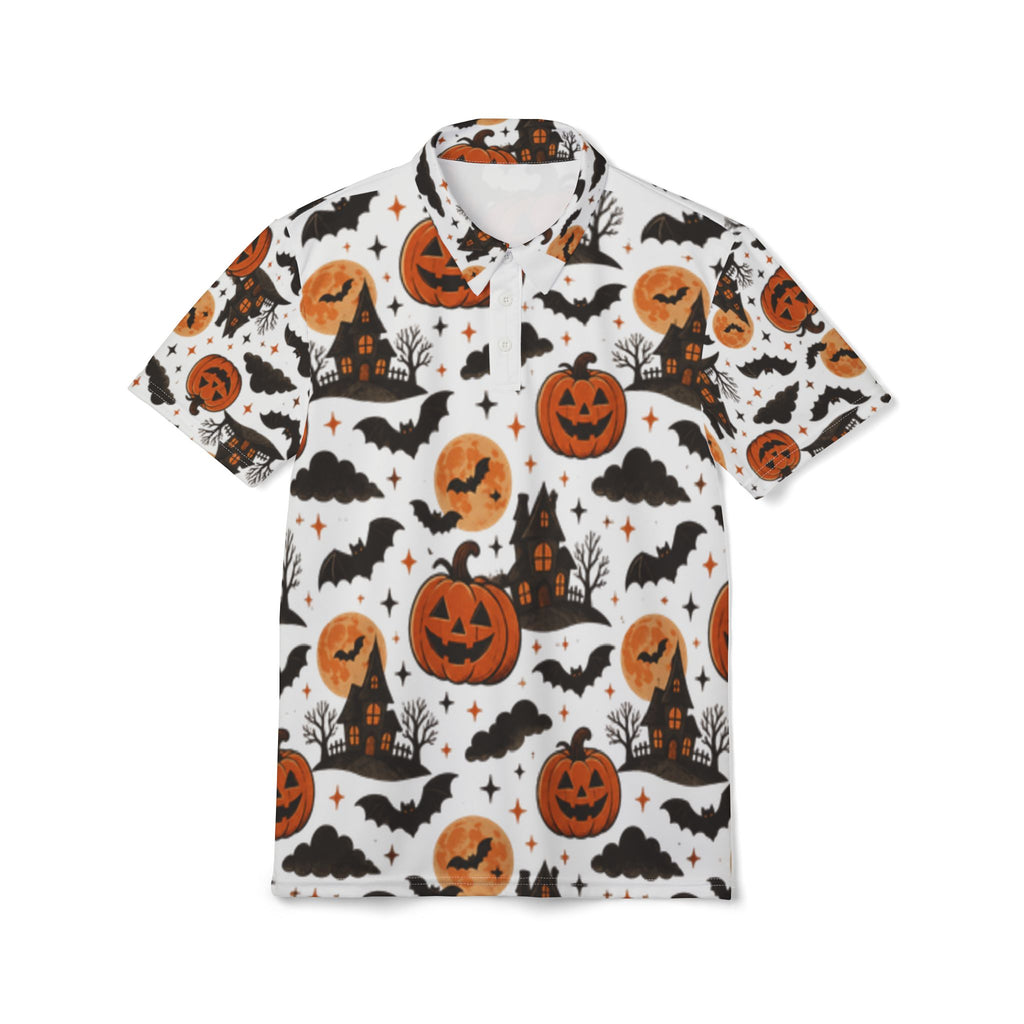 Halloween Pumpkin & Bats All-Over Print Polo Shirt