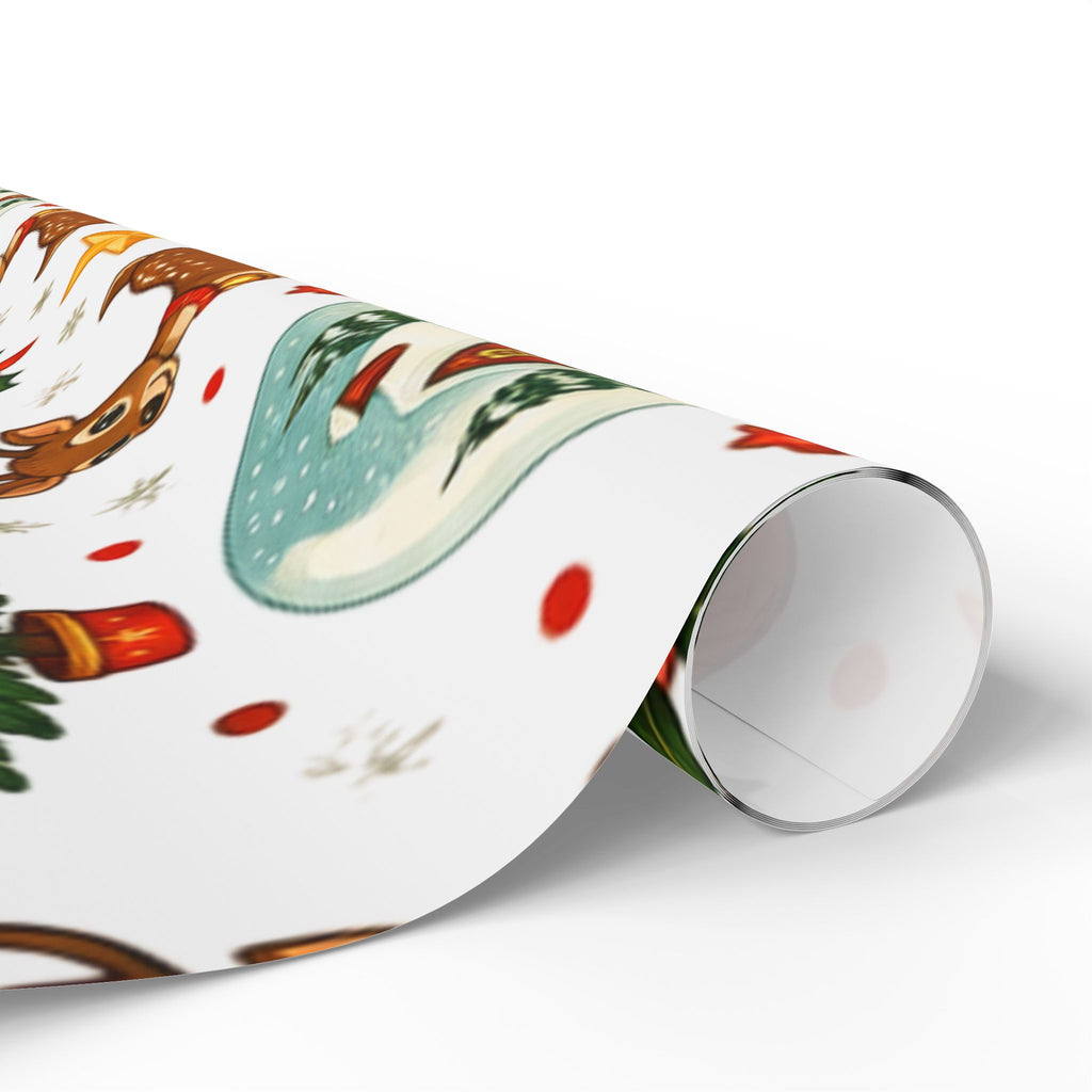 Christmas Santa, Reindeer & Christmas Tree Wrapping Paper