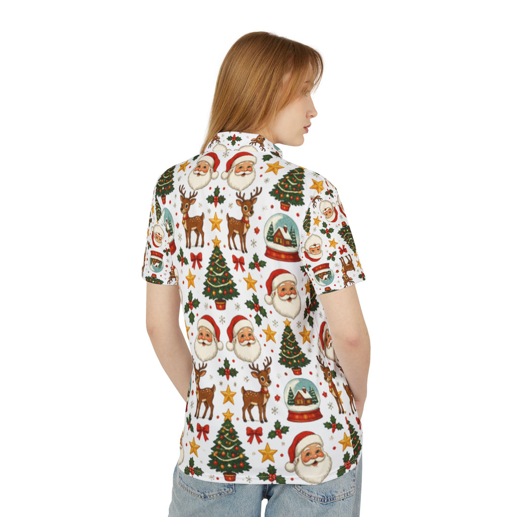 Christmas Santa & Reindeer Polo Shirt