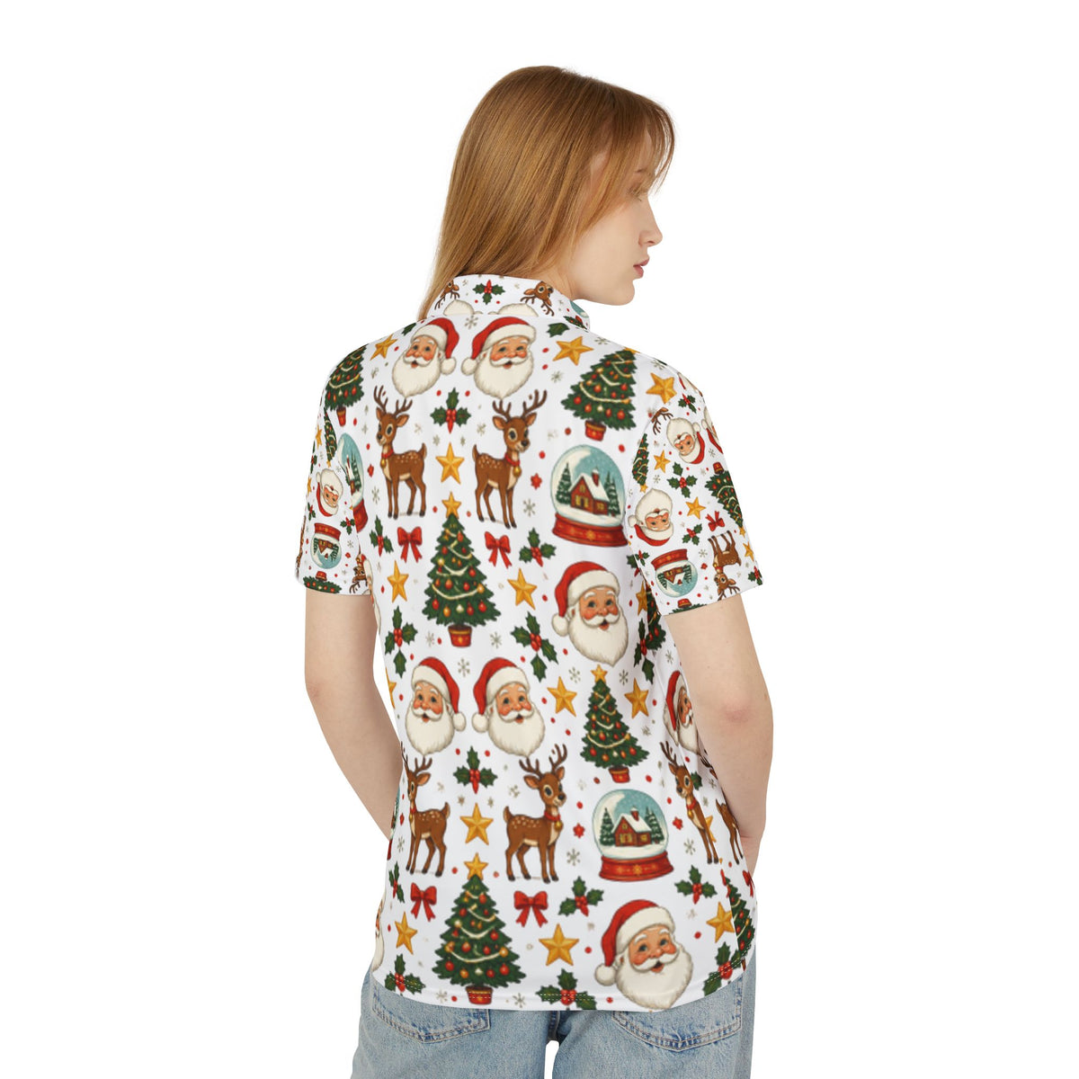 Christmas Santa & Reindeer Polo Shirt