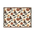 Halloween Pumpkin and Bat Woven Blanket