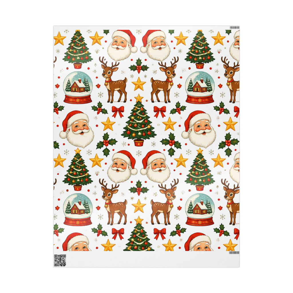 Christmas Santa, Reindeer & Christmas Tree Wrapping Paper