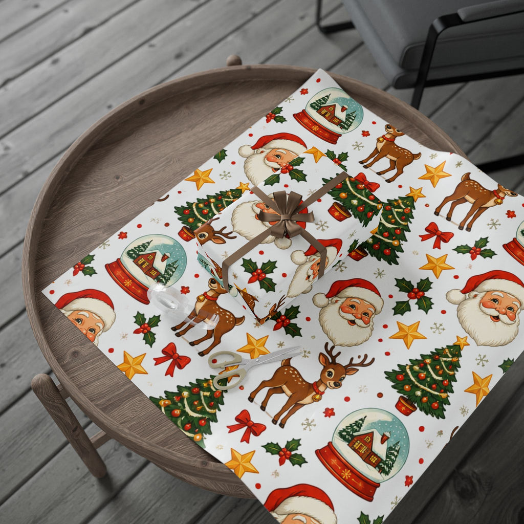 Christmas Santa, Reindeer & Christmas Tree Wrapping Paper